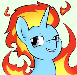 Size: 950x921 | Tagged: safe, artist:melodicmarzipan, derpibooru import, oc, unofficial characters only, looking at you, mane of fire, solo