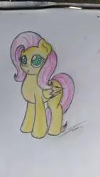 Size: 900x1600 | Tagged: artist:fluttair, derpibooru import, female, fluttershy, looking up, safe, solo, traditional art