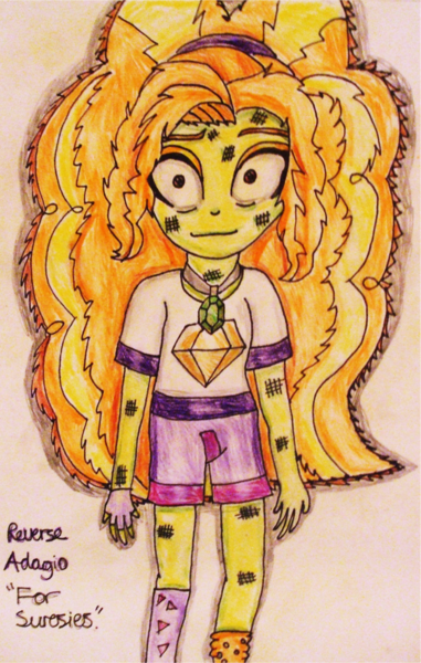 Size: 901x1418 | Tagged: safe, artist:blazingdazzlingdusk, derpibooru import, adagio dazzle, equestria girls, rainbow rocks, alternate universe, drawing, out of character, requested art, solo, traditional art