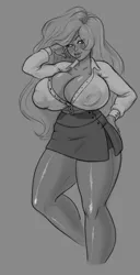 Size: 539x1052 | Tagged: artist:highwaytotartarus, breasts, busty princess celestia, cleavage, clothes, derpibooru import, female, grayscale, human, humanized, monochrome, princess celestia, solo, solo female, suggestive