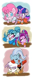 Size: 2480x5869 | Tagged: safe, artist:thegreatrouge, derpibooru import, aria blaze, gilda, pinkie pie, sonata dusk, trixie, twilight sparkle, twilight sparkle (alicorn), alicorn, gryphon, pony, ariabetes, chibi, cigarette, cute, diapinkes, diatrixes, female, gildadorable, mare, papyrus (undertale), parody, sans (undertale), sans pie, smoking, sonatabetes, the great and powerful papyrus, twiabetes, underfell, underswap, undertale