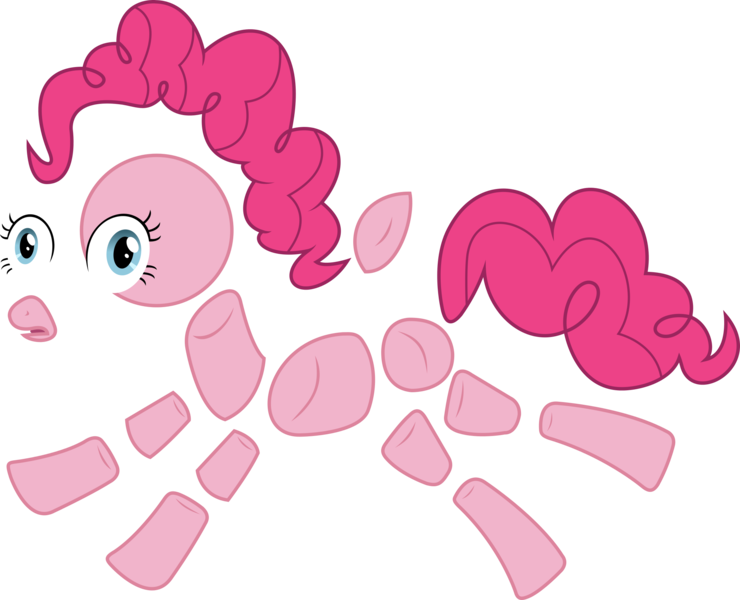 Size: 2250x1825 | Tagged: safe, artist:bluetech, derpibooru import, pinkie pie, earth pony, pony, the one where pinkie pie knows, .svg available, defying logic, disintegration, exploded view, inkscape, modular, pinkie being pinkie, pinkie physics, pinkie pieces, simple background, solo, transparent background, vector