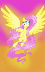 Size: 800x1280 | Tagged: airborne, artist:samnightmare, derpibooru import, fluttershy, flying, looking up, safe, solo, spread wings, windswept hair