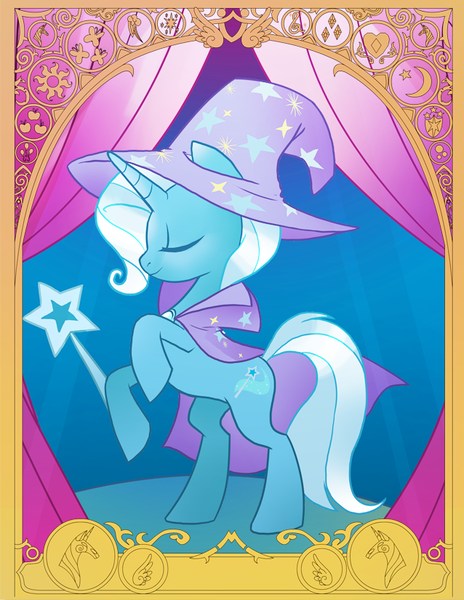 Size: 638x825 | Tagged: safe, artist:dinkelion, derpibooru import, trixie, pony, unicorn, female, mare, modern art, nouveau, solo