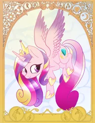 Size: 638x825 | Tagged: safe, artist:dinkelion, derpibooru import, princess cadance, alicorn, pony, cute, cutedance, female, flying, mare, modern art, nouveau, solo, spread wings, wings