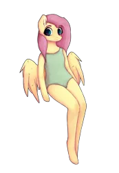 Size: 1111x1606 | Tagged: anthro, arm hooves, artist:kilamuri, clothes, derpibooru import, fluttershy, one-piece swimsuit, safe, simple background, solo, swimsuit, transparent background, unguligrade anthro