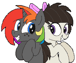 Size: 280x233 | Tagged: safe, artist:wingedwolf94, deleted from derpibooru, derpibooru import, oc, oc:aggie, oc:krylone, unofficial characters only, animated, cute, flipnote studio, frame by frame, kryggie, nuzzling, ocbetes, simple background, transparent background