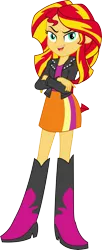 Size: 5827x14330 | Tagged: safe, artist:sugar-loop, derpibooru import, sunset shimmer, equestria girls, .ai available, .svg available, absurd resolution, boots, clothes, crossed arms, evil, evil grin, leather jacket, open mouth, pose, simple background, skirt, smiling, smirk, solo, transparent background, vector