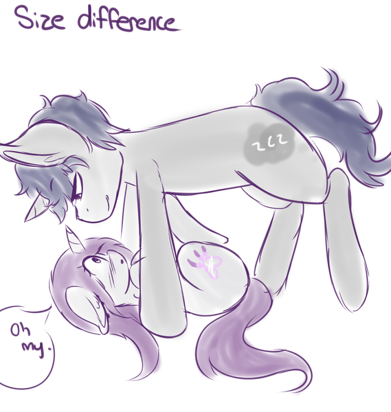 Size: 1280x1350 | Tagged: suggestive, artist:wickedsilly, derpibooru import, oc, oc:sleepy head, oc:wicked silly, unofficial characters only, pony, unicorn, female, imminent sex, male, oc x oc, shipping, size difference, straight, wickedsleepy