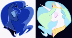 Size: 1280x671 | Tagged: safe, artist:lexivine, derpibooru import, princess celestia, princess luna, two sides