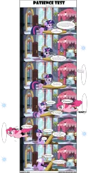 Size: 3072x6061 | Tagged: angry, artist:j-bronyind, chocolate, chocolate milk, comic, derpibooru import, everything is ruined, floppy ears, food, fourth wall, frown, glare, gritted teeth, grumpy, meme, milk, offscreen character, open mouth, out of character, pinkie pie, portal, princess celestia, raised eyebrow, safe, smiling, spilled milk, twilight sparkle, unamused, wide eyes, yelling