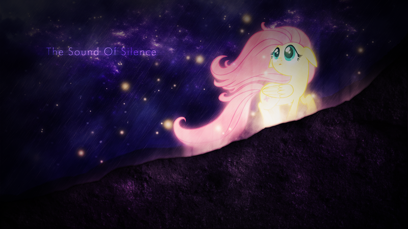 Size: 1920x1080 | Tagged: safe, artist:lukesaurusflavius, artist:minhbuinhat99, artist:nianara, derpibooru import, edit, fluttershy, pegasus, pony, cliff, collaboration, female, glow, mare, rain, solo, vector, wallpaper, wallpaper edit, windswept mane