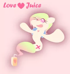 Size: 1926x2038 | Tagged: artist:brsajo, derpibooru import, djinn, food, genie, genie pony, heart eyes, juice, juice box, oc, oc:love note, safe, solo, unofficial characters only, wingding eyes