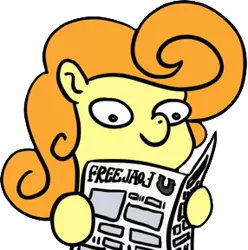 Size: 286x288 | Tagged: safe, artist:muffinexplosion, derpibooru import, carrot top, golden harvest, earth pony, pony, background pony, exploitable meme, female, foal free press, inverted mouth, mare, meme, newspaper, newspaper meme, reaction image, simple background, solo, transparent background, woonoggles