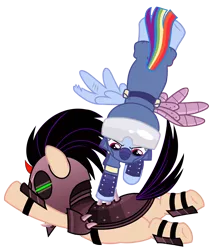 Size: 6455x7296 | Tagged: absurd resolution, alternate timeline, amputee, apocalypse dash, armor, artist:greenmachine987, augmented, badass, crystal war timeline, derpibooru import, glowing eyes, injured, mind control, photoshop, prosthetic limb, prosthetics, prosthetic wing, rainbow dash, safe, simple background, sombra soldier, spikes, the cutie re-mark, transparent background, vector, you know for kids