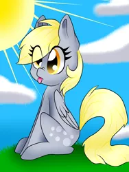 Size: 5000x6662 | Tagged: safe, artist:pegasister2251, derpibooru import, derpy hooves, pegasus, pony, absurd resolution, crepuscular rays, female, mare, sitting, solo, tongue out