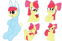 Size: 1500x1000 | Tagged: adorabloom, apple, apple bloom, artist:an-tonio, artist:railphotos, bunny bloom, bunny costume, clothes, cute, derpibooru import, food, heart, safe, simple background, solo, vector, white background