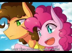 Size: 2300x1700 | Tagged: safe, artist:littlecloudie, derpibooru import, cheese sandwich, pinkie pie, dialogue, subtitles, underhoof