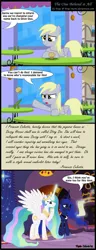 Size: 1529x3976 | Tagged: safe, artist:toxic-mario, derpibooru import, derpy hooves, princess celestia, princess luna, pegasus, pony, abuse, comic, derpy hooves is not amused, derpybuse, derpygate, female, food, letter, mare, muffin, offscreen character, sisters, trollestia
