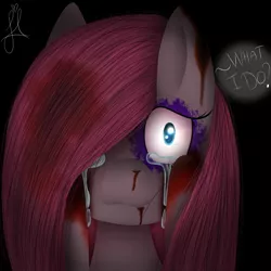 Size: 2500x2500 | Tagged: semi-grimdark, artist:applejacks2, derpibooru import, pinkie pie, pony, abuse, black eye, blood, crying, female, mare, pinkamena diane pie, pinkiebuse, solo