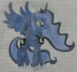 Size: 1024x958 | Tagged: artist:cnsfan2, derpibooru import, lined paper, princess luna, safe, solo, traditional art