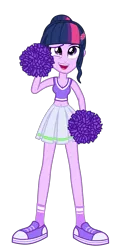 Size: 1800x3500 | Tagged: safe, alternate version, artist:mixiepie, derpibooru import, sci-twi, twilight sparkle, equestria girls, friendship games, belly button, cheerleader, cheerleader sparkle, clothes, converse, midriff, open mouth, paint tool sai, pleated skirt, pom pom, shoes, simple background, skirt, sneakers, socks, solo, transparent background