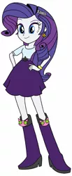 Size: 527x1280 | Tagged: safe, artist:blondenobody, artist:mewtwo-ex, derpibooru import, fleur-de-lis, rarity, equestria girls, 3rd street saints, alternate costumes, boots, clothes, description is relevant, hairpin, hand on hip, high heel boots, high heels, long hair, professor genki, saints row, simple background, skirt, solo, wristband