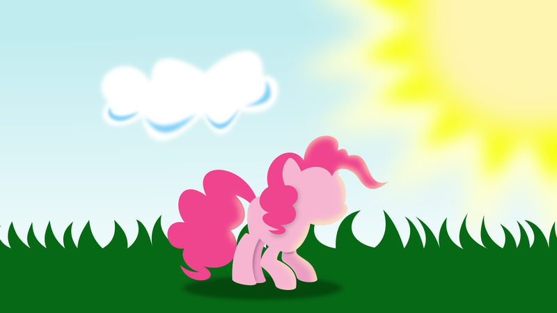 Size: 3149x1772 | Tagged: safe, artist:illumnious, derpibooru import, pinkie pie, earth pony, pony, blurry, female, mare, minimalist, solo, vector, wallpaper