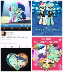 Size: 652x742 | Tagged: safe, derpibooru import, bon bon, lyra heartstrings, sweetie drops, equestria girls, lyra and bon bon and the mares from s.m.i.l.e., my little pony chapter books, andrea libman, best friends, compilation, lyrabon, meta, s.m.i.l.e., shipping, twitter