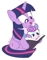 Size: 720x920 | Tagged: safe, artist:dm29, derpibooru import, princess flurry heart, twilight sparkle, twilight sparkle (alicorn), alicorn, pony, the crystalling, aunt and niece, auntie twilight, book, cute, duo, female, flurrybetes, julian yeo is trying to murder us, mare, open mouth, reading, simple background, sitting, smiling, transparent background, twiabetes, vector