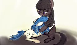 Size: 800x472 | Tagged: safe, artist:cometakat, derpibooru import, octavia melody, vinyl scratch, cuddling, female, lesbian, scratchtavia, shipping, snuggling