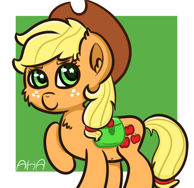 Size: 1509x1463 | Tagged: safe, artist:an-honest-appul, derpibooru import, applejack, bag, solo