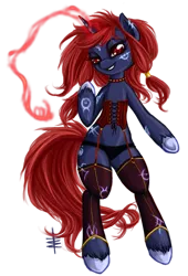 Size: 613x900 | Tagged: suggestive, artist:tt-n, derpibooru import, oc, oc:rune, unofficial characters only, pony, semi-anthro, bipedal, black underwear, clothes, corset, frilly underwear, panties, socks, underwear