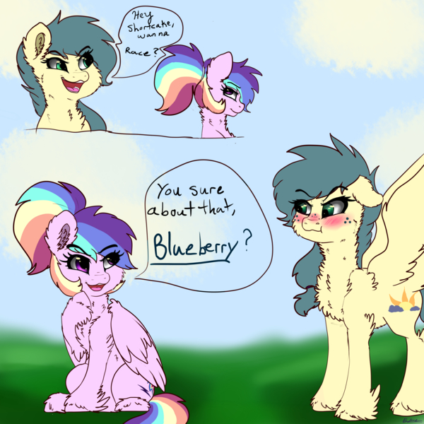 Size: 3000x3000 | Tagged: safe, artist:saphi-boo, derpibooru import, oc, oc:ebony apple, oc:passion flare, unofficial characters only, pegasus, pony, fluffy, magical lesbian spawn, next generation, offspring, parent:applejack, parent:rainbow dash, parent:soarin', parent:twilight sparkle, parents:soarinjack, parents:twidash, rainbow hair, simple background