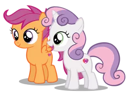 Size: 1200x902 | Tagged: artist:hendro107, crusaders of the lost mark, cutie mark, derpibooru import, open mouth, .psd available, safe, scootaloo, simple background, sweetie belle, the cmc's cutie marks, transparent background, vector