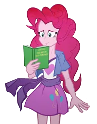 Size: 808x1032 | Tagged: safe, artist:pedantczepialski, derpibooru import, pinkie pie, equestria girls, alternate universe, book, clothes, equestria girls: the parody series, joe pesci, reading, simple background, skirt, solo, transparent background, vector