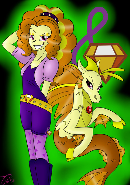 Size: 1400x1988 | Tagged: safe, artist:jack-pie, derpibooru import, adagio dazzle, siren, equestria girls, looking at you, self paradox, solo