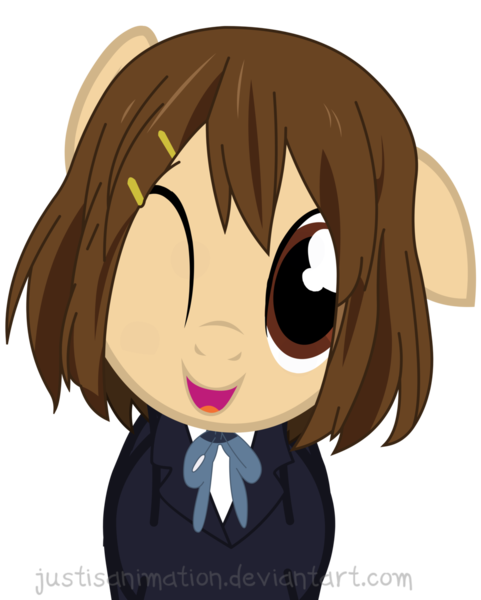 Size: 1024x1278 | Tagged: anime, artist:justisanimation, crossover, derpibooru import, hirasawa yui, k-on, safe, simple background, solo, transparent background, vector