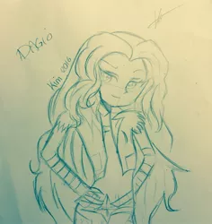 Size: 2293x2431 | Tagged: safe, artist:nicole kim, derpibooru import, adagio dazzle, aria blaze, equestria girls, adaria, clothes swap, female, lesbian, pencil drawing, shipping, sketch, solo, traditional art