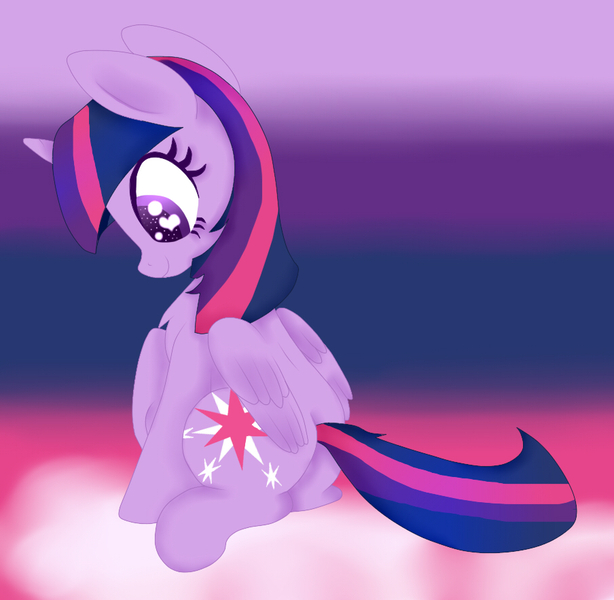 Size: 904x883 | Tagged: safe, artist:applejacks2, artist:shyshyoctavia, derpibooru import, twilight sparkle, twilight sparkle (alicorn), alicorn, pony, chest fluff, female, heart eyes, mare, raised hoof, sitting, smiling, solo, wingding eyes