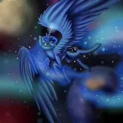 Size: 3061x3072 | Tagged: artist:ellen124, derpibooru import, flying, magic, princess luna, safe, solo