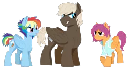 Size: 1300x701 | Tagged: safe, artist:dbkit, derpibooru import, dumbbell, rainbow dash, scootaloo, clothes, dumbdash, female, jacket, male, older, older scootaloo, shipping, story included, straight