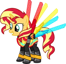 Size: 6992x6798 | Tagged: dead source, safe, artist:birdalliance, derpibooru import, sunset shimmer, pony, unicorn, equestria girls, absurd resolution, armor, assault fireteam, fireteam, nanosuit, smiling, solo