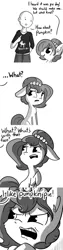 Size: 792x3168 | Tagged: safe, artist:tjpones, derpibooru import, oc, oc:brownie bun, oc:richard, unofficial characters only, earth pony, human, pony, horse wife, comic, disgusted, faic, grayscale, monochrome, pi day, pumpkin pie, slice of life, this will end in divorce