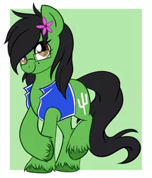Size: 1024x1195 | Tagged: safe, artist:daydreamsyndrom, derpibooru import, oc, oc:prickly pears, unofficial characters only, earth pony, pony, glasses, solo, unshorn fetlocks