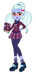 Size: 2650x5350 | Tagged: safe, artist:remcmaximus, derpibooru import, sugarcoat, equestria girls, friendship games, absurd resolution, book, bowtie, clothes, crystal prep academy, crystal prep academy uniform, crystal prep shadowbolts, glasses, high heels, leggings, open mouth, pleated skirt, raised leg, school uniform, simple background, skirt, socks, solo, transparent background, vector