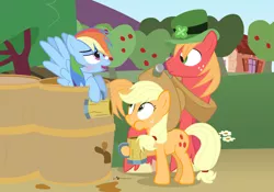 Size: 1000x700 | Tagged: safe, artist:dm29, derpibooru import, applejack, big macintosh, rainbow dash, earth pony, pony, alcohol, cider, dashaholic, drunk, drunker dash, food, intoxicated, male, saint patrick's day, stallion, trio