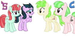 Size: 900x441 | Tagged: safe, artist:berrypunchrules, derpibooru import, cherry crash, drama letter, melon mint, watermelody, zephyr, ponified, equestria girls, friendship games, background human, equestria girls ponified, simple background, transparent background