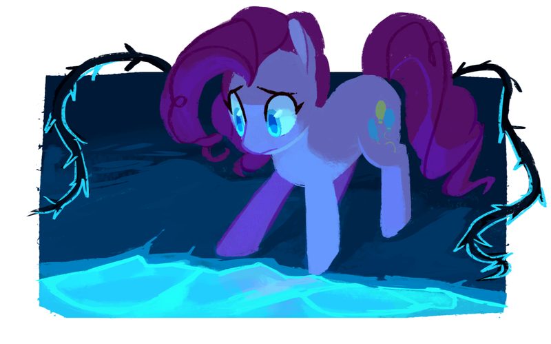 Size: 1280x798 | Tagged: safe, artist:napstachill, derpibooru import, pinkie pie, too many pinkie pies, cave, cave pool, mirror pool, solo