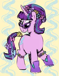 Size: 1280x1646 | Tagged: safe, artist:limestonepie, derpibooru import, starlight glimmer, flower, solo, sunglasses